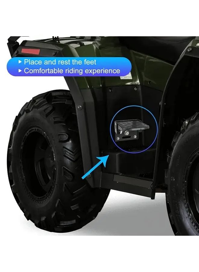 Black Universal All Terrain Vehicle Rear Passenger Foldable Foot Peg Step Plate - Image 2
